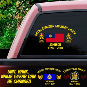 Personalized Royal Canadian Mounted Police Rank & Custom Name Decal Printed VQ24546