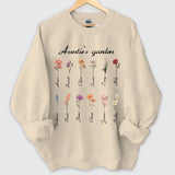 Personalized Auntie's Garden Flowers with Kid Names Sweatshirt Printed HN24561