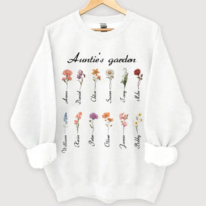 Personalized Auntie's Garden Flowers with Kid Names Sweatshirt Printed HN24561