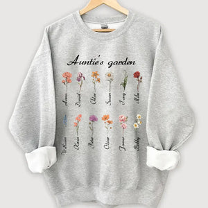 Personalized Auntie's Garden Flowers with Kid Names Sweatshirt Printed HN24561