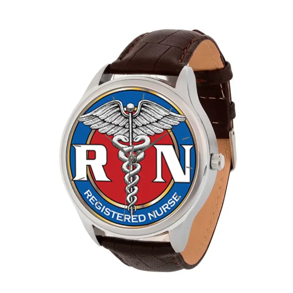 Personalized Medical Nurse Logo Registered Nurse Gift For Nurse Women Watch Leather Band Printed AHHN24565
