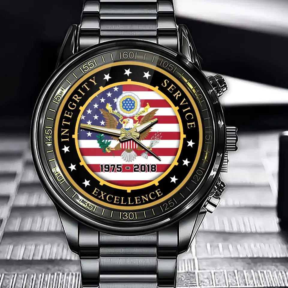 Personalized Integrity Service Excellence US Army Logo Watch Printed AHVQ24583