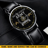 Personalized United States Army Logo Rank Camo Custom Name & Time Woman Watch Leather Band Printed AHKVH24587
