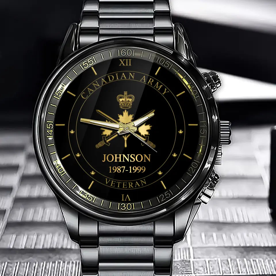 Personalized Canadian Armed Forces Rank Camo Custom Name & Served Time Watch Printed AHVQ24563
