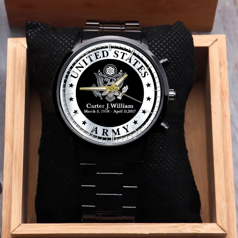 Personalized United States Army Logo Custom Name & Time Watch Printed QTLVA24486