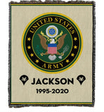 Personalized US Army Rank & Custom Name Woven Blanket Printed KVH2470