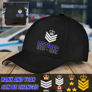 Personalized Retired Police Rank Camo Custom Served Time Black Cap Printed VQ24598