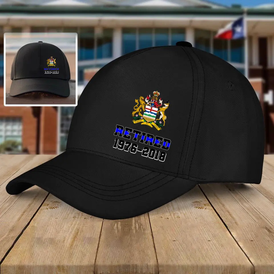 Personalized Retired Police Rank Camo Custom Served Time Black Cap Printed VQ24598