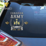 Personalized Canadian Army Logo Custom Rank & Name Decal Printed AHHN24639