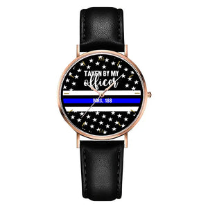 Personalized Taken By My Officer Police Thin Blue Line Custom ID Women Watch Printed QTVQ24646