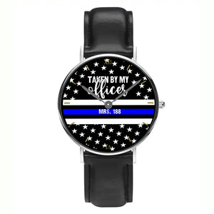 Personalized Taken By My Officer Police Thin Blue Line Custom ID Women Watch Printed QTVQ24646
