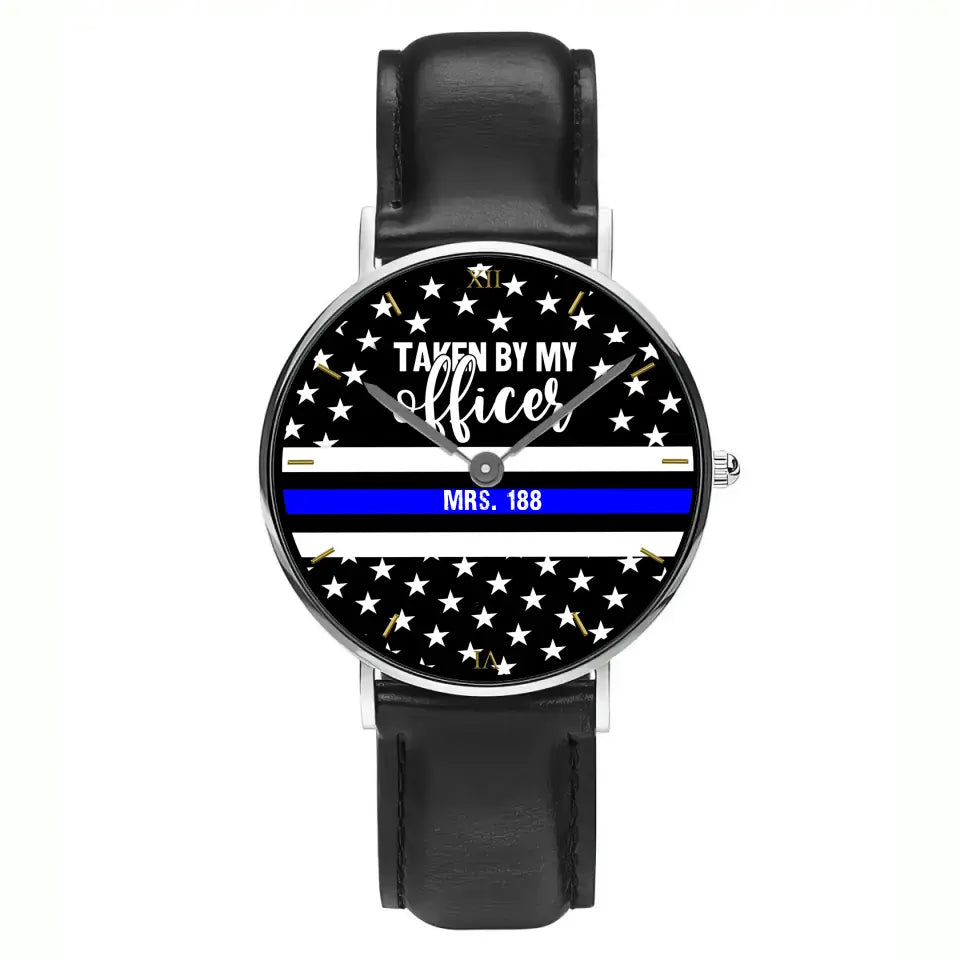 Personalized Taken By My Officer Police Thin Blue Line Custom ID Women Watch Printed QTVQ24646
