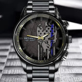 Personalized Retired Police Skull Custom Served Time Watch Printed QTVA24649