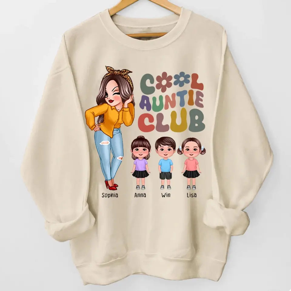 Personalized Cool Auntie Club Cute Chibi With Kids Sweatshirt 24641HN