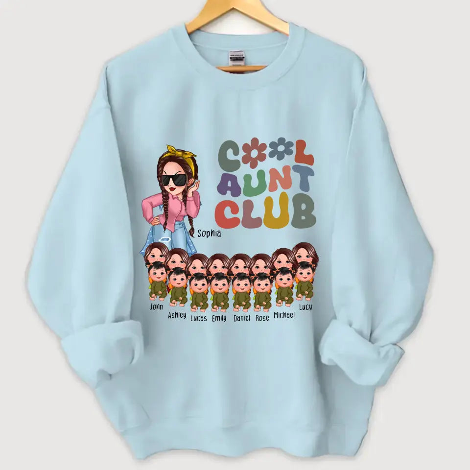 Personalized Cool Auntie Club Cute Chibi With Kids Sweatshirt 24641HN
