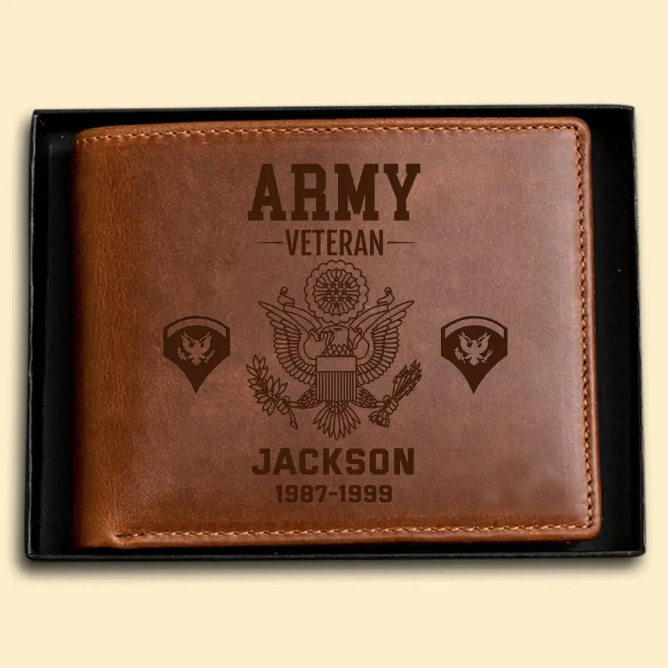 Personalized US Military Leather Wallet Laser QTPD2023182