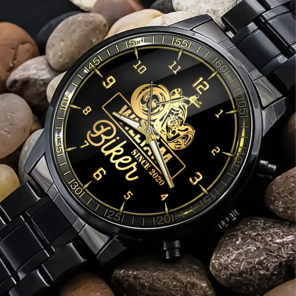 Personalized Biker with Name Gift For Him Watch Printed QTVQ24660