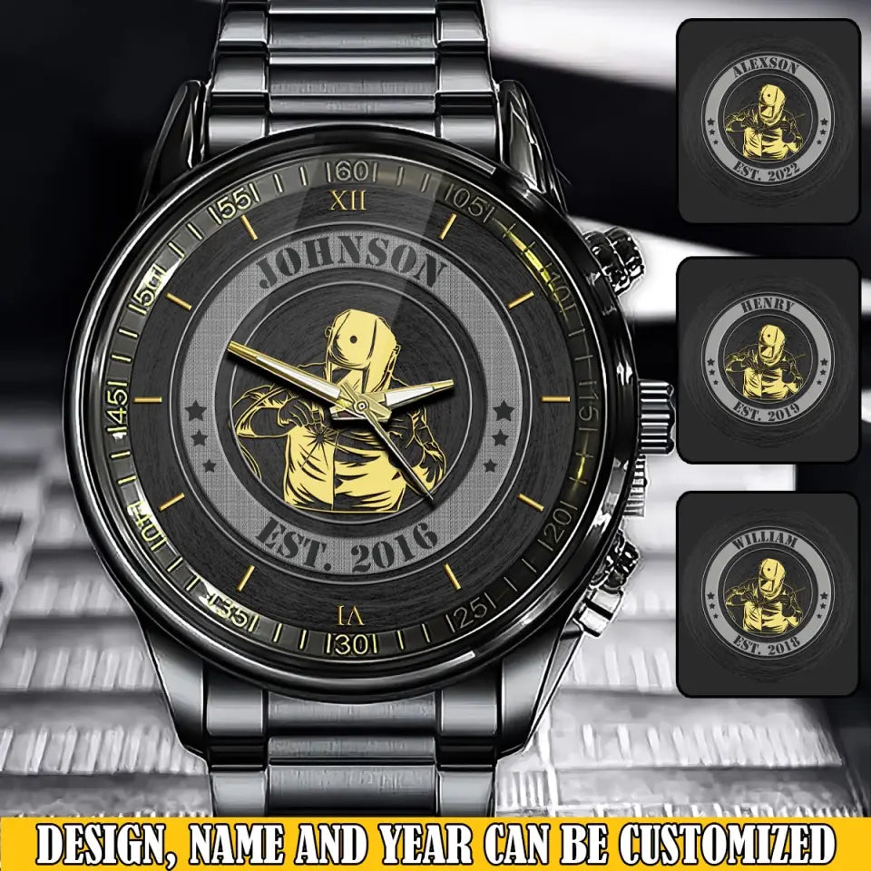 Personalized Welding At Work Welder Custom Name Gift For Him For Dad Watch Printed VQ24663