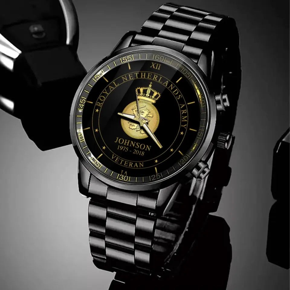 Personalized Retired Royal Netherlands Army Logo Custom Name & Time Watch Printed AHVQ24666