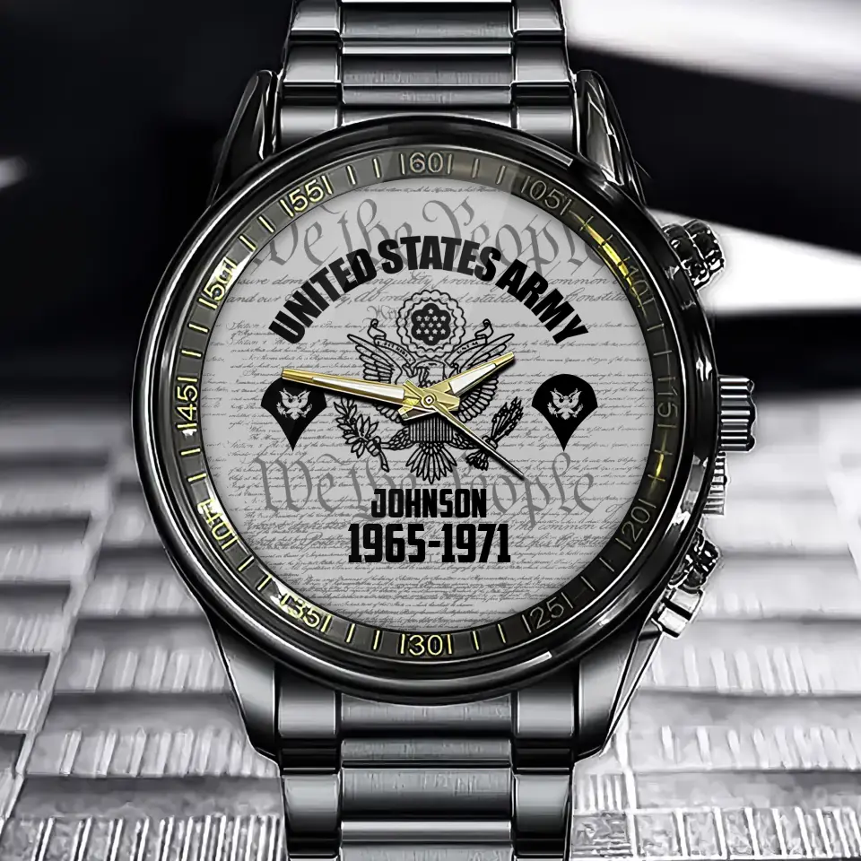 Personalized US Army Logo & Custom Name Served Time Watch Printed AHLVA24582