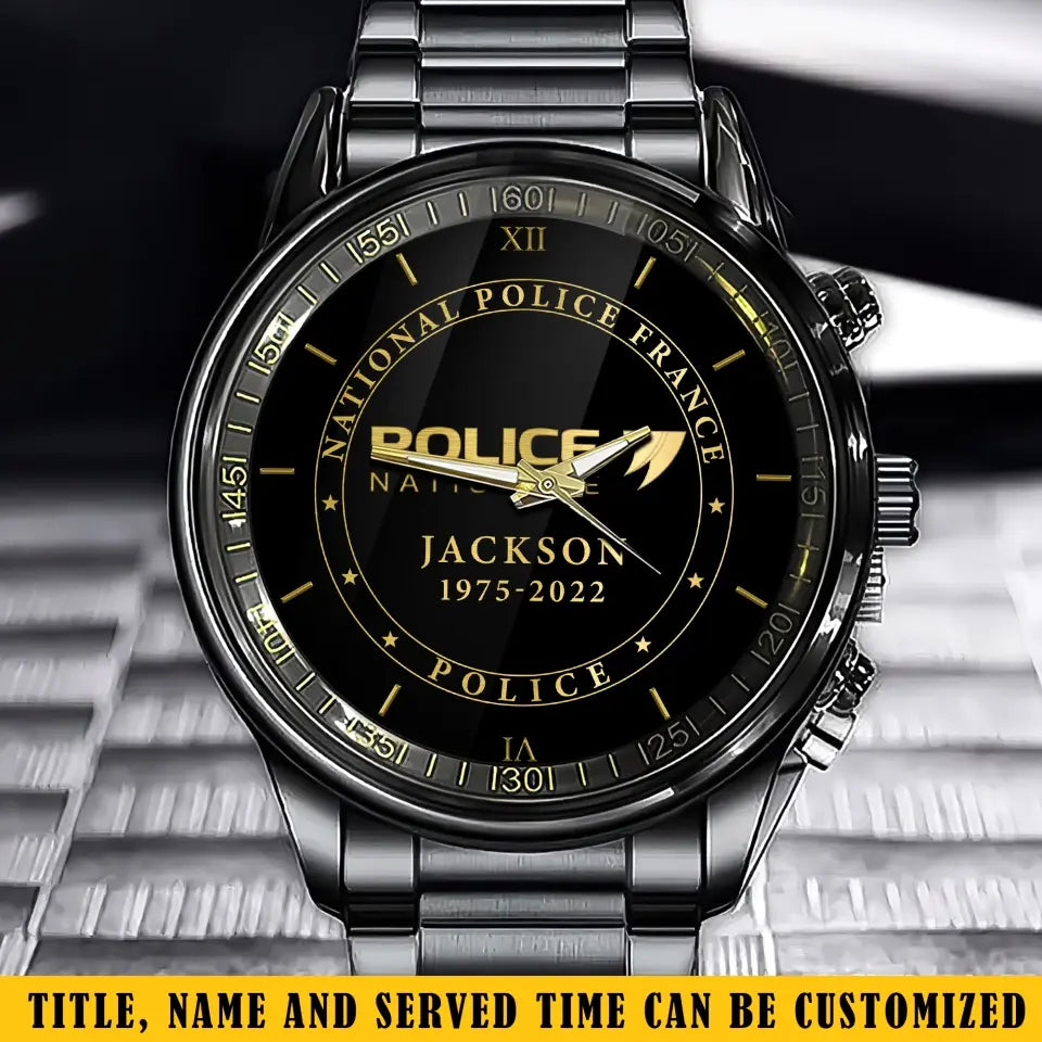 Personalized National Police France or Gendarmerie Nationale France Custom Name & Time Watch Printed AHKH24683