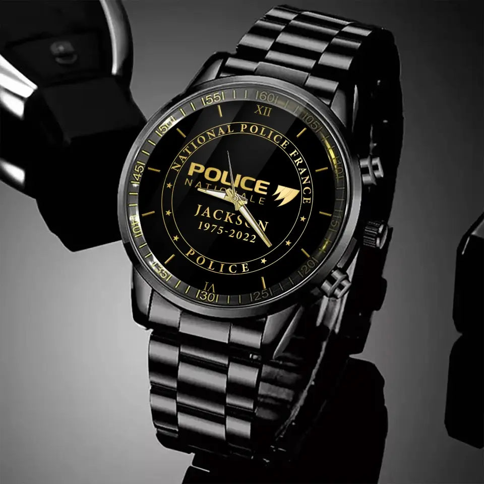 Personalized National Police France or Gendarmerie Nationale France Custom Name & Time Watch Printed AHKH24683