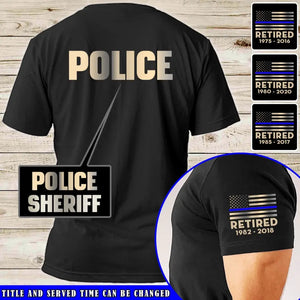 Personalized US Officer Retired Thin Blue Line TShirt QTVQ24682