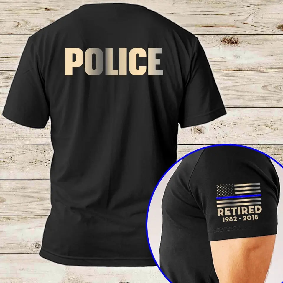Personalized US Officer Retired Thin Blue Line TShirt QTVQ24682