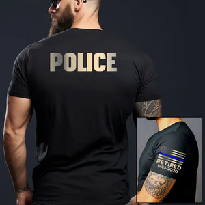 Personalized US Officer Retired Thin Blue Line TShirt QTVQ24682