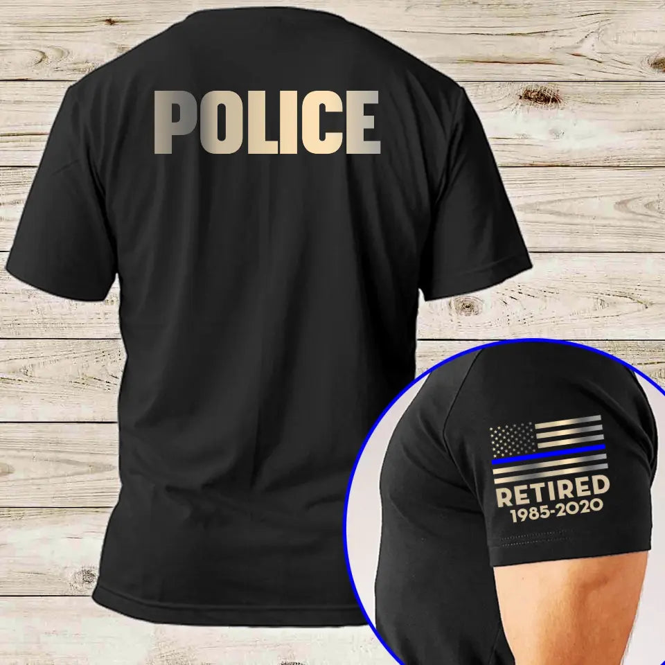 Personalized US Officer Retired Thin Blue Line TShirt QTVQ24682