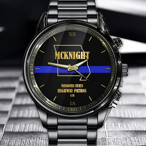 Personalized Blue Line Police US State Watch Printed QTHN24684