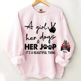 Personalized A Girl Her Dogs & Her Jeep It's A Beautiful Thing Jeep Girl with Dogs Sweatshirt Printed HN24693