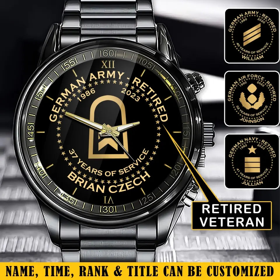 Personalized Germany Army Retired Custom Served Time & Name Watch Printed AHVA24696