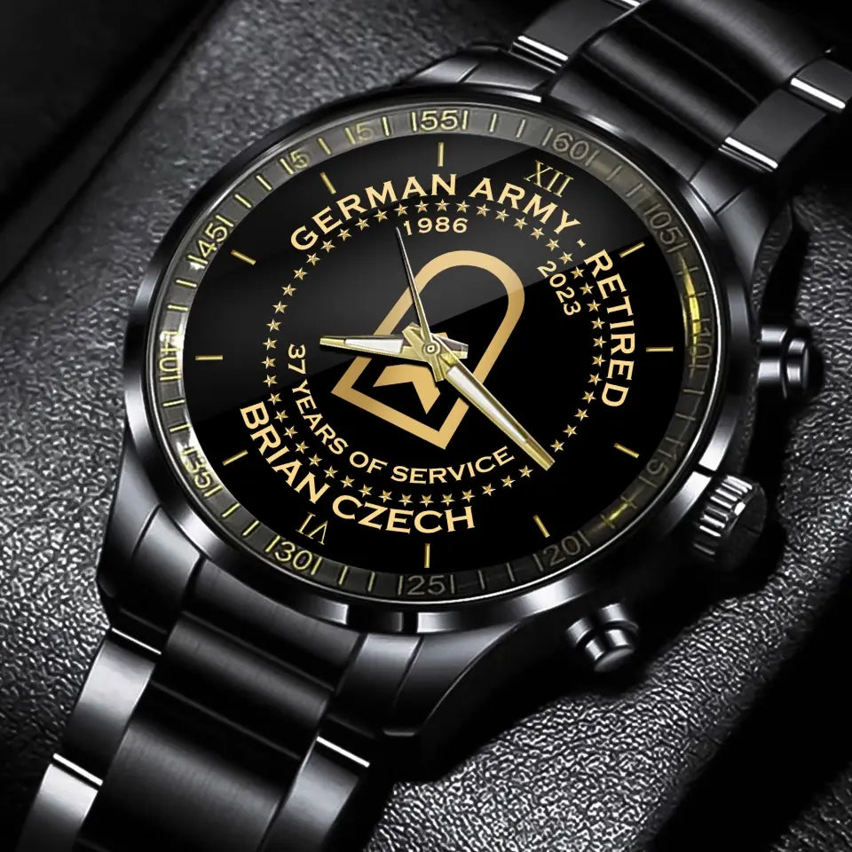 Personalized Germany Army Retired Custom Served Time & Name Watch Printed AHVA24696