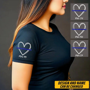 Personalized Police Officer Wife Heart Custom ID T-shirt Printed QTVQ24695