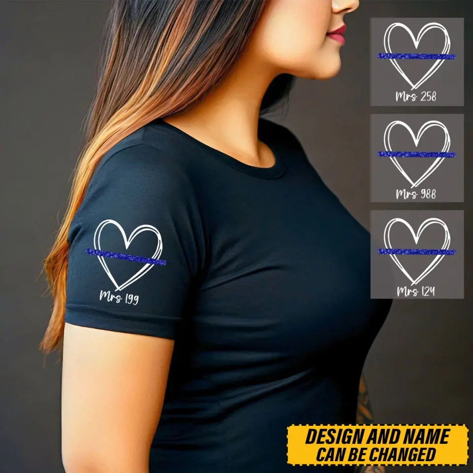 Personalized Police Officer Wife Heart Custom ID T-shirt Printed QTVQ24695