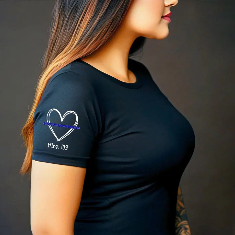 Personalized Police Officer Wife Heart Custom ID T-shirt Printed QTVQ24695