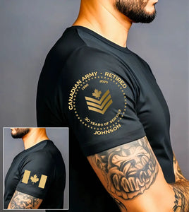Personalized Canadian Army Retired Custom Name Served Time & Rank T-shirt Printed AHVA24709