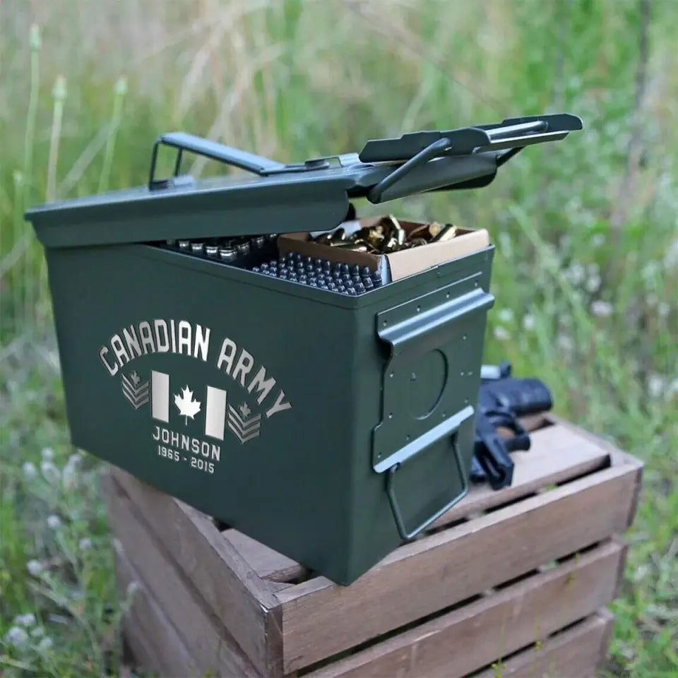 Personalized Canadian Army Custom Rank & Name Ammo Box Printed VQ24713