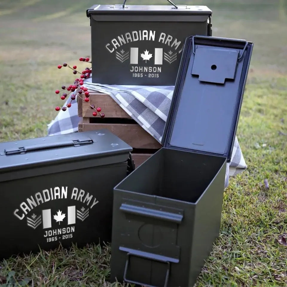 Personalized Canadian Army Custom Rank & Name Ammo Box Printed VQ24713