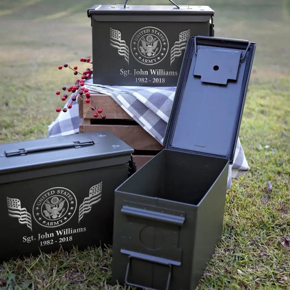 Personalized US Army Logo Custom Name & Time Ammo Box Printed VQ24737