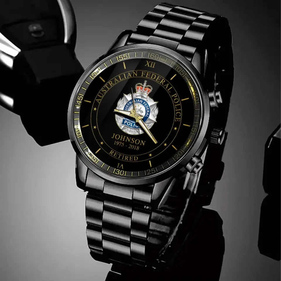 Personalized Australian Police Logo Custom Name & Time Watch Printed AHVQ24741