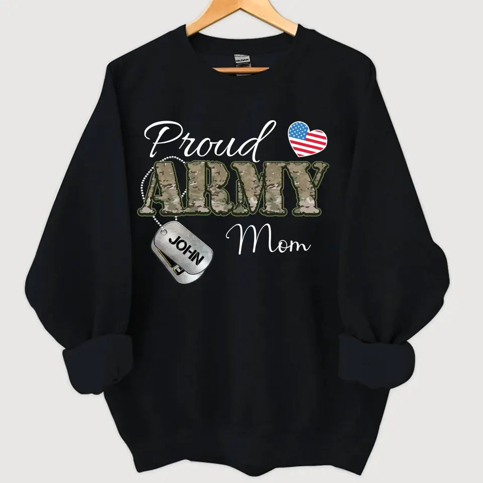 Personalized Proud Army US Veteran Mom Custom Name Sweatshirt Printed VA24745
