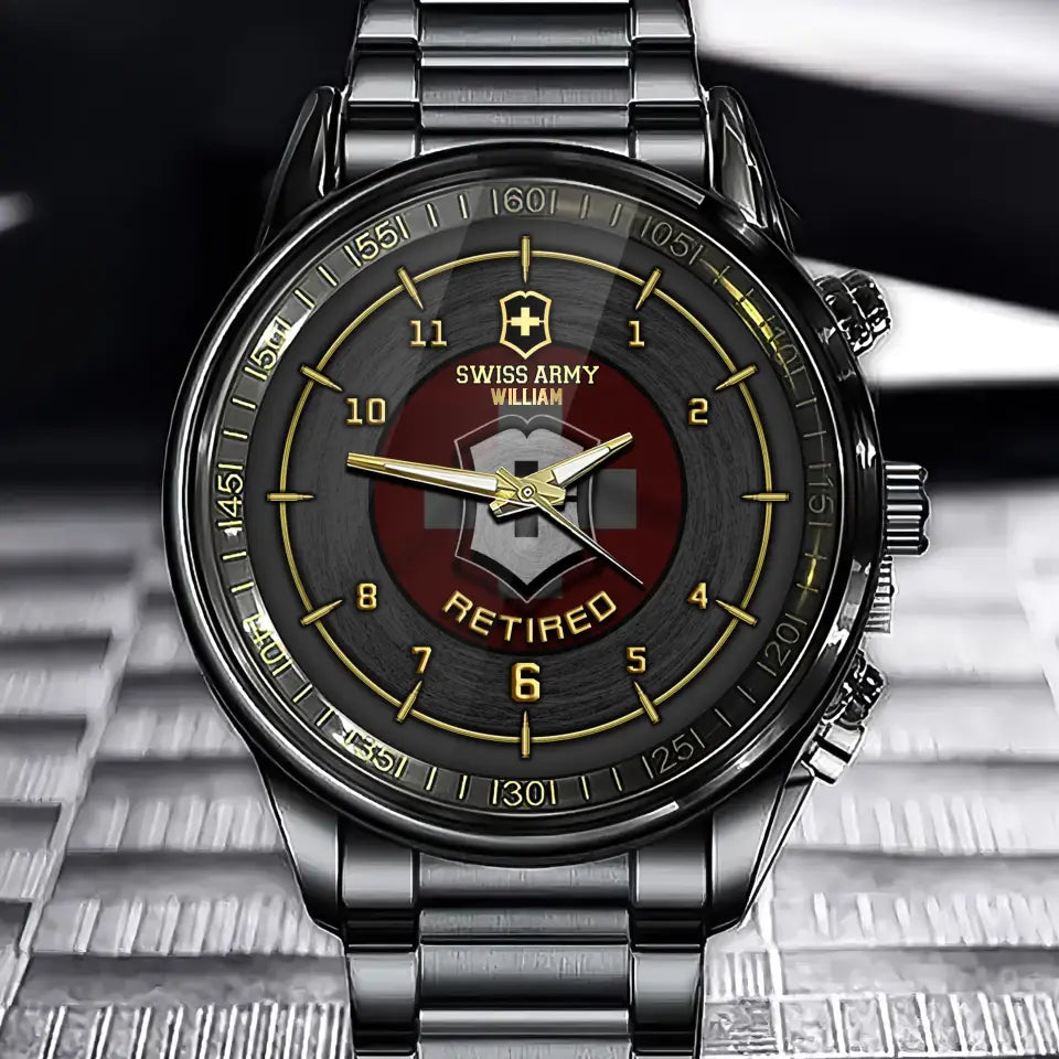Personalized Retired Swiss Army Custom Name Watch Printed AHVA24747