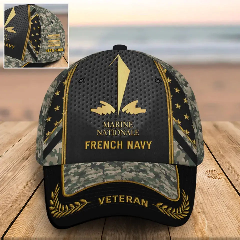 Personalized French Army Veteran Custom Rank & Time Cap 3D Printed AHVQ24748