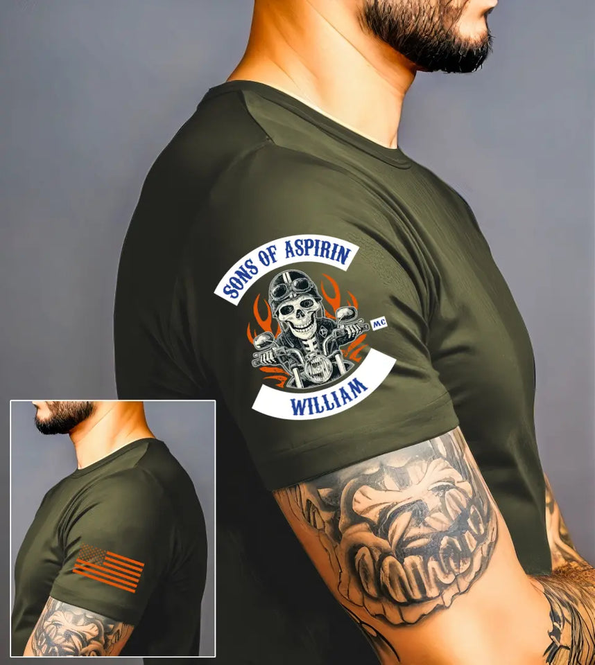 Personalized Sons Of Aspirin Skull Motorbiker T-shirt Printed HN24756