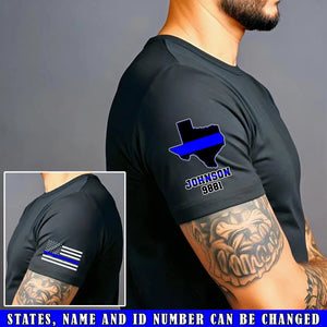 Personalized US State Map Police Custom Name & ID T-shirt Printed QTVQ24769