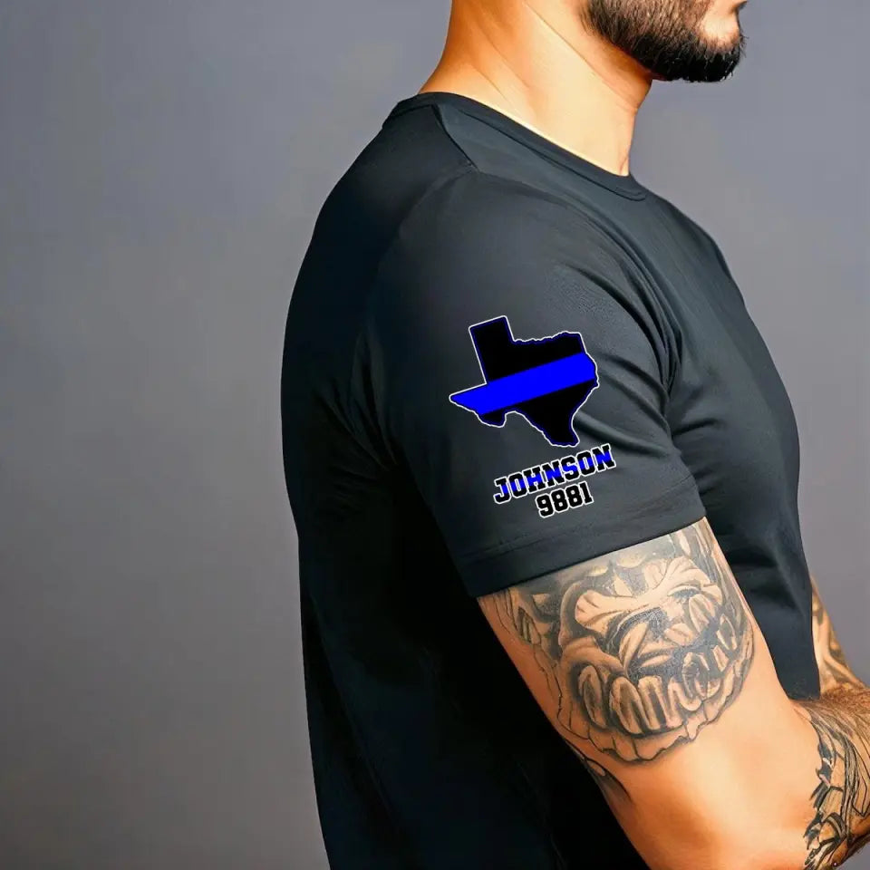 Personalized US State Map Police Custom Name & ID T-shirt Printed QTVQ24769