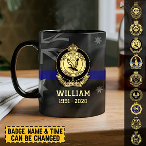 Personalized Australian Police Logo Custom Name & Time Black Mug Printed LVA24772