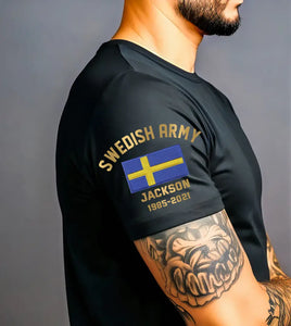 Personalized Swedish Army Veteran Custom Name & Time T-shirt Printed KH24771